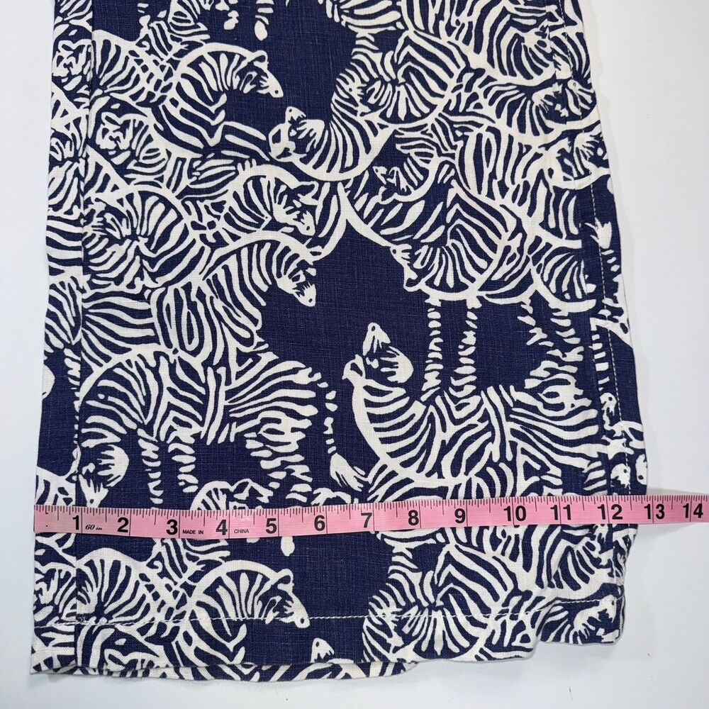 Lilly Pulitzer The Beach Pant Women XL Linen Zebra Print Blue White Wide Leg - Picture 6 of 8